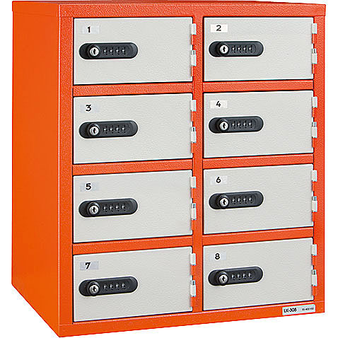 EIKO（エーコー） 貴重品保管庫＜数字合わせ式＞2列4段8人用(オレンジ) LK-308YR