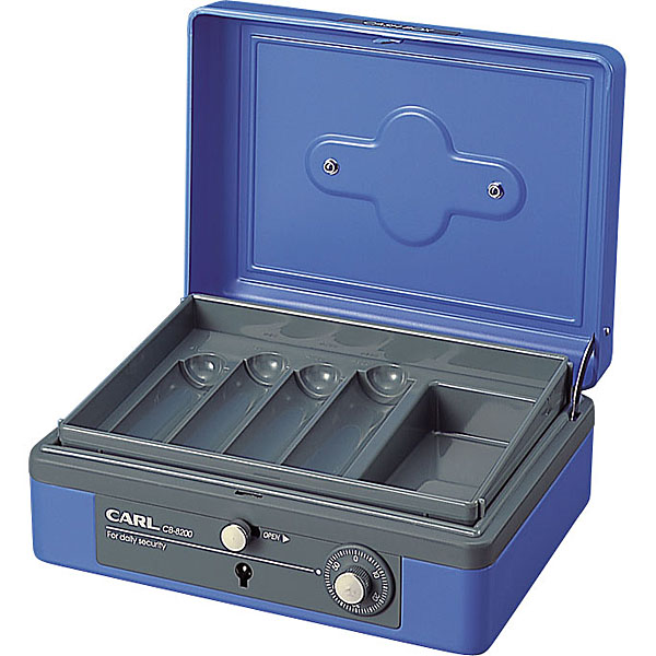CARL カール事務器 キャッシュボックス【A6】＜ダイヤル＞(硬貨/小物一体型トレー)CB-8200B ブルー