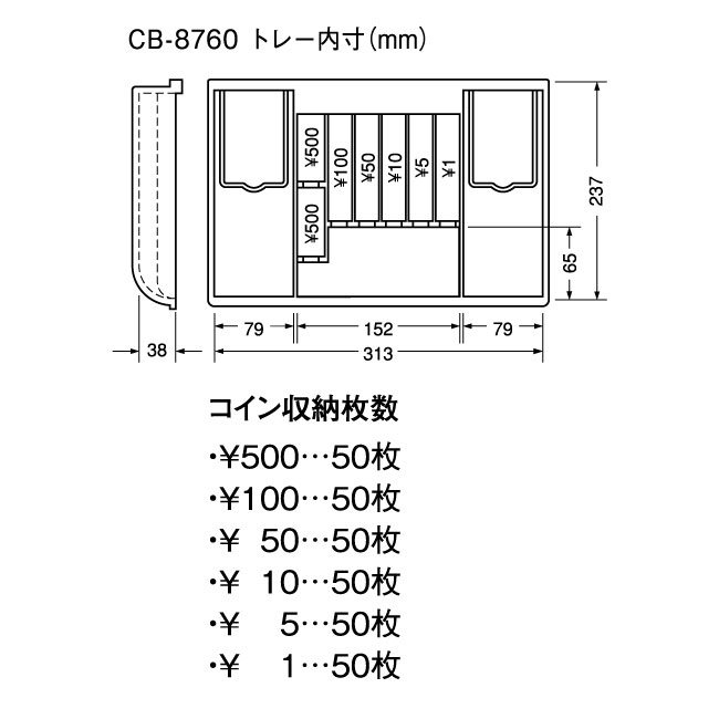 CARL カール事務器 キャッシュボックス【A4】＜ダイヤル＞(紙幣/硬貨一体型トレー)CB-8760-B ブルー - 金庫通販の金庫屋